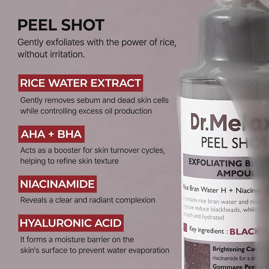 Dr. Melaxin Peel Shot Exfoliating Black Rice Ampoule, 2.7 oz / 80 ml