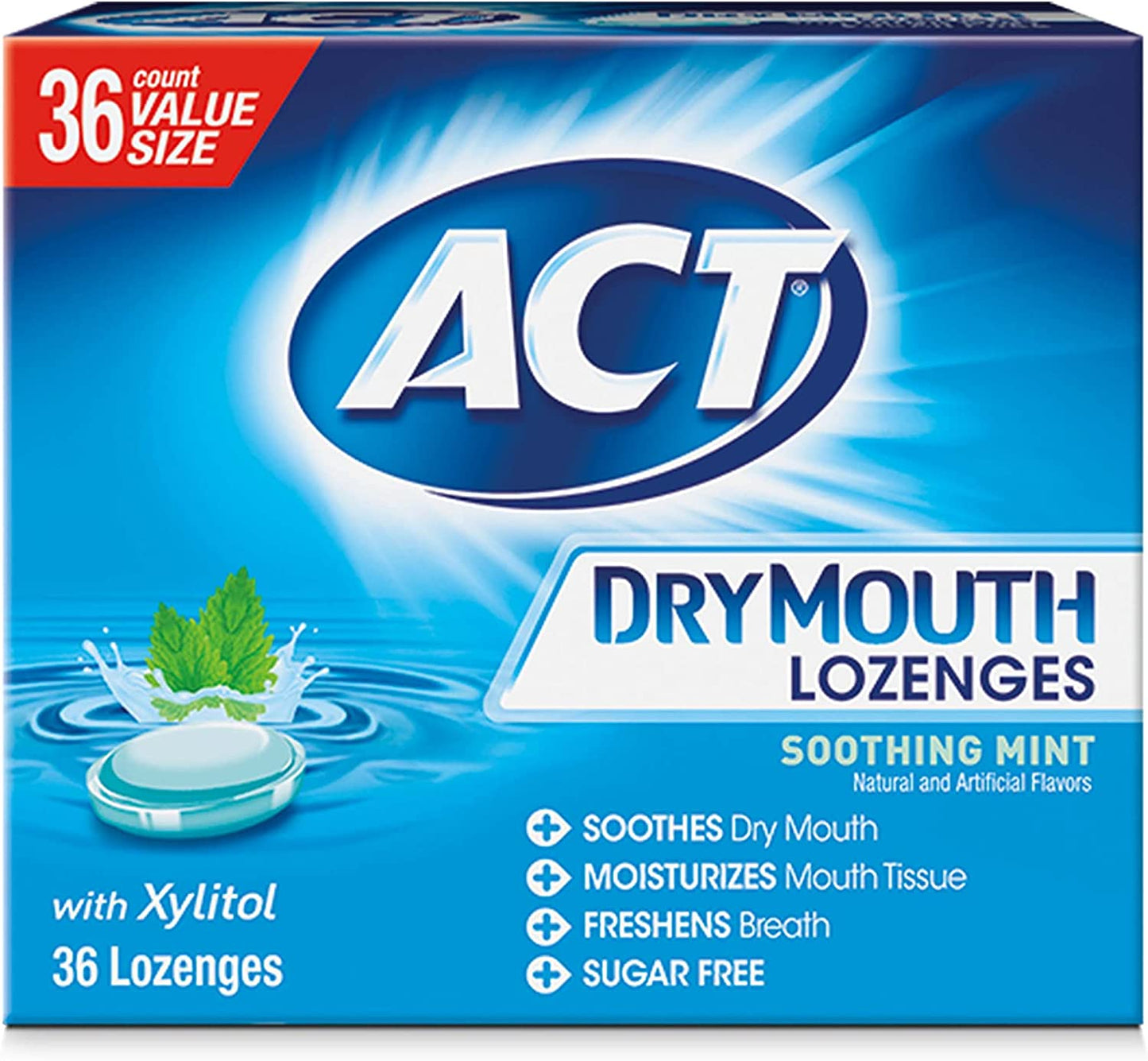 Act Dry Mouth Lozenges Soothing Mint With Xylitol - 36 Lozenges