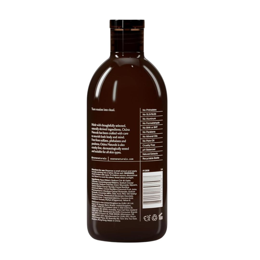 Osana Naturals Vanilla + Coconut Body Wash, 444 ml / 15 fl. oz