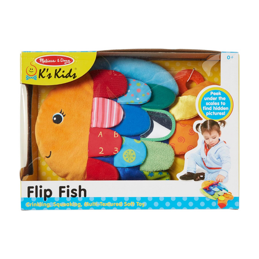 Melissa & Doug Flip Fish Crinkling, Squeaking, Multi-Textured Soft Toy