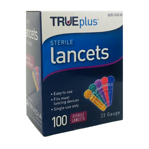 Trueplus Sterile Lancets, 33 Gauge, 100 Sterile Lancets, 1 Pack