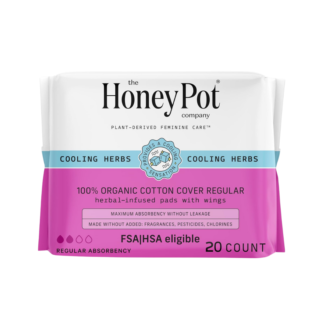 The Honey Pot Company Herbal-Infused Pads with Wings Regular Flow, 20 Count