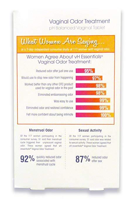 vH Essentials Feminine Odor Treatment pH Balanced Vaginal (6 Tablets) 6 Day Supply