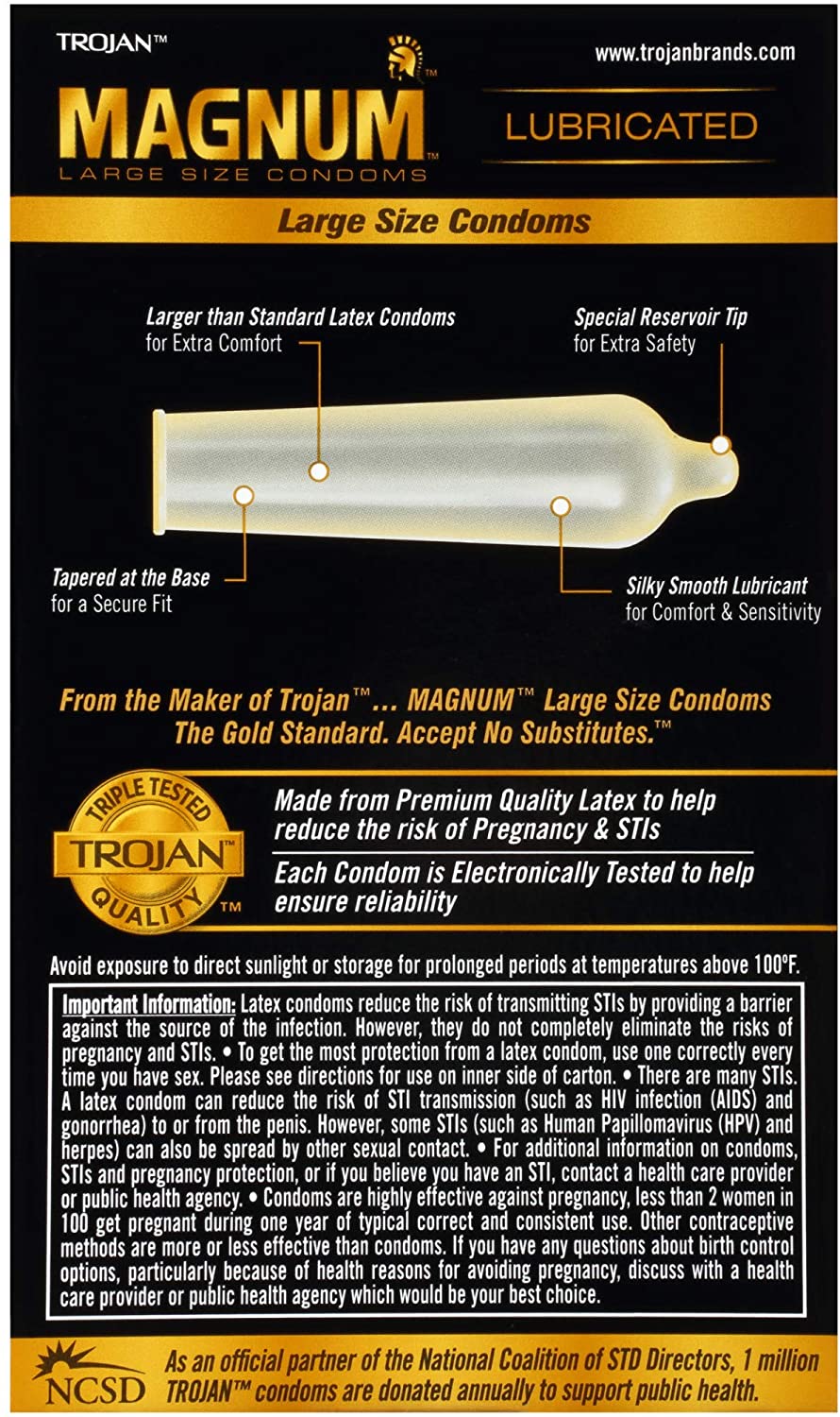 Trojan Magnum Large Size Lubricated Condoms (12 count) arenade.ph