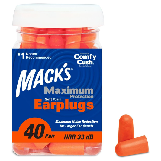 Mack’s Maximum Protection Soft Foam Earplugs 33 dB NRR, 40 Pair