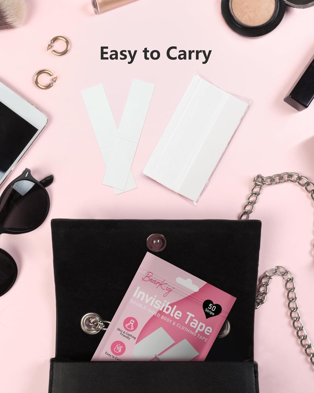 Invisible Tape Double-Sided Body And Clothing Tape 1/2" x 3" - 50 Strips