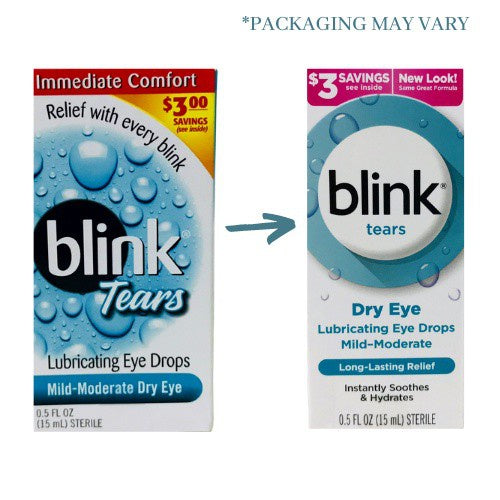 Blink Tears Dry Eye Lubricating Eye Drops, 0.5 fl.oz / 15ml (PACKAGING MAY VARY)