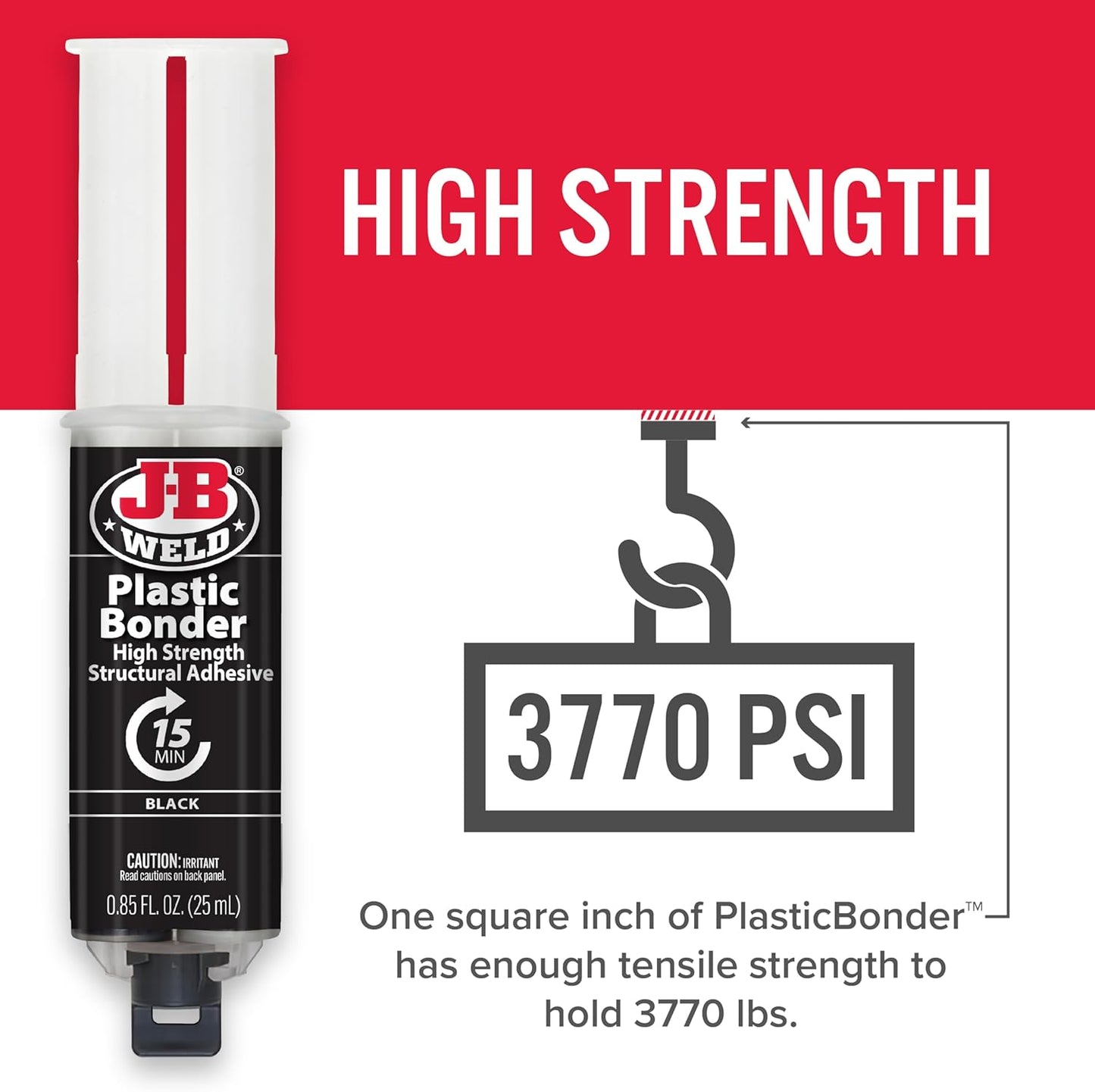 J-B Weld 50139 Plastic Bonder Body Panel Adhesive and Gap Filler Syringe, Black, 25 ml