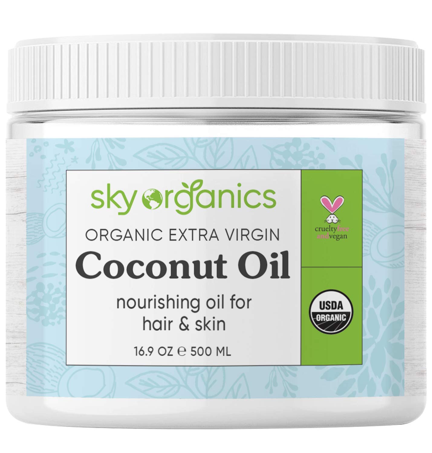 Sky Organics Organic Extra Virgin Coconut Oil Nourishing Oil for Hair & Skin, 16.9 oz. / 500ml