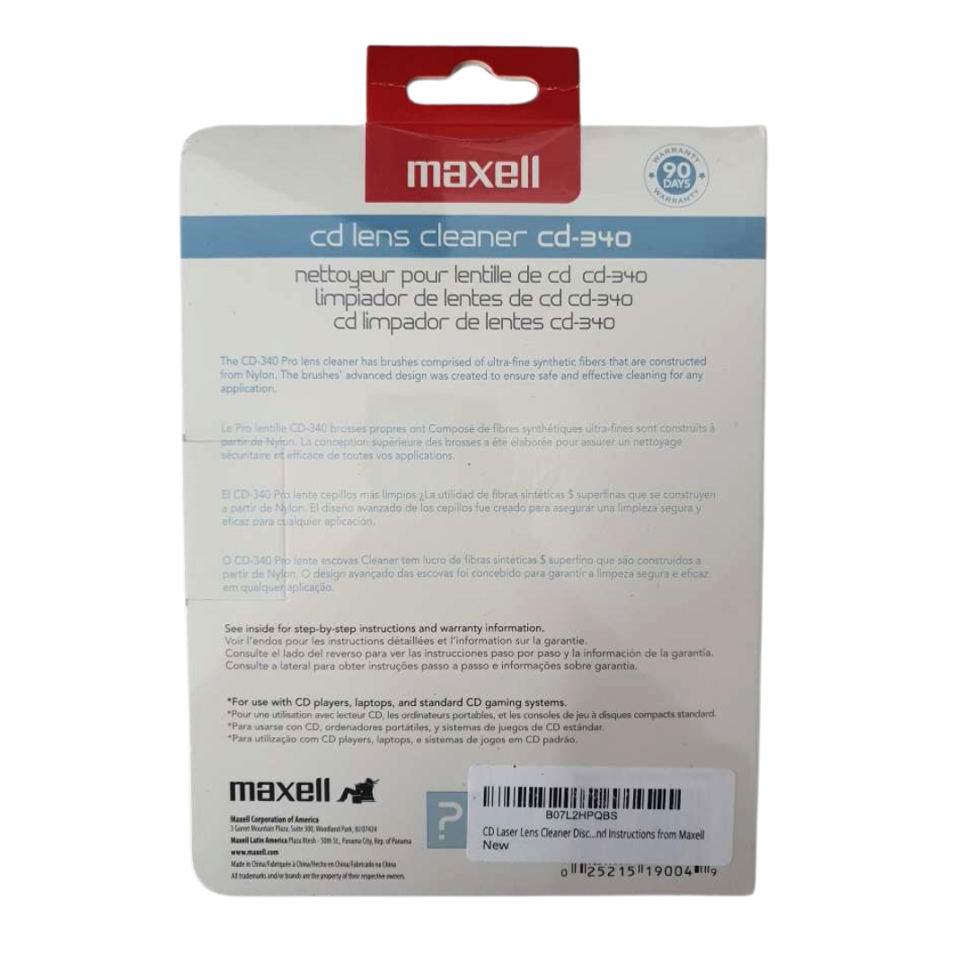 Maxell CD-340 Lens Cleaner Advanced Microfiber Brushes