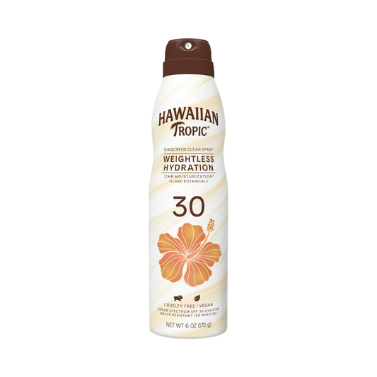 Hawaiian Tropic Weightless Hydration Sunscreen Clear Spray SPF 30, 6 oz / 170 g