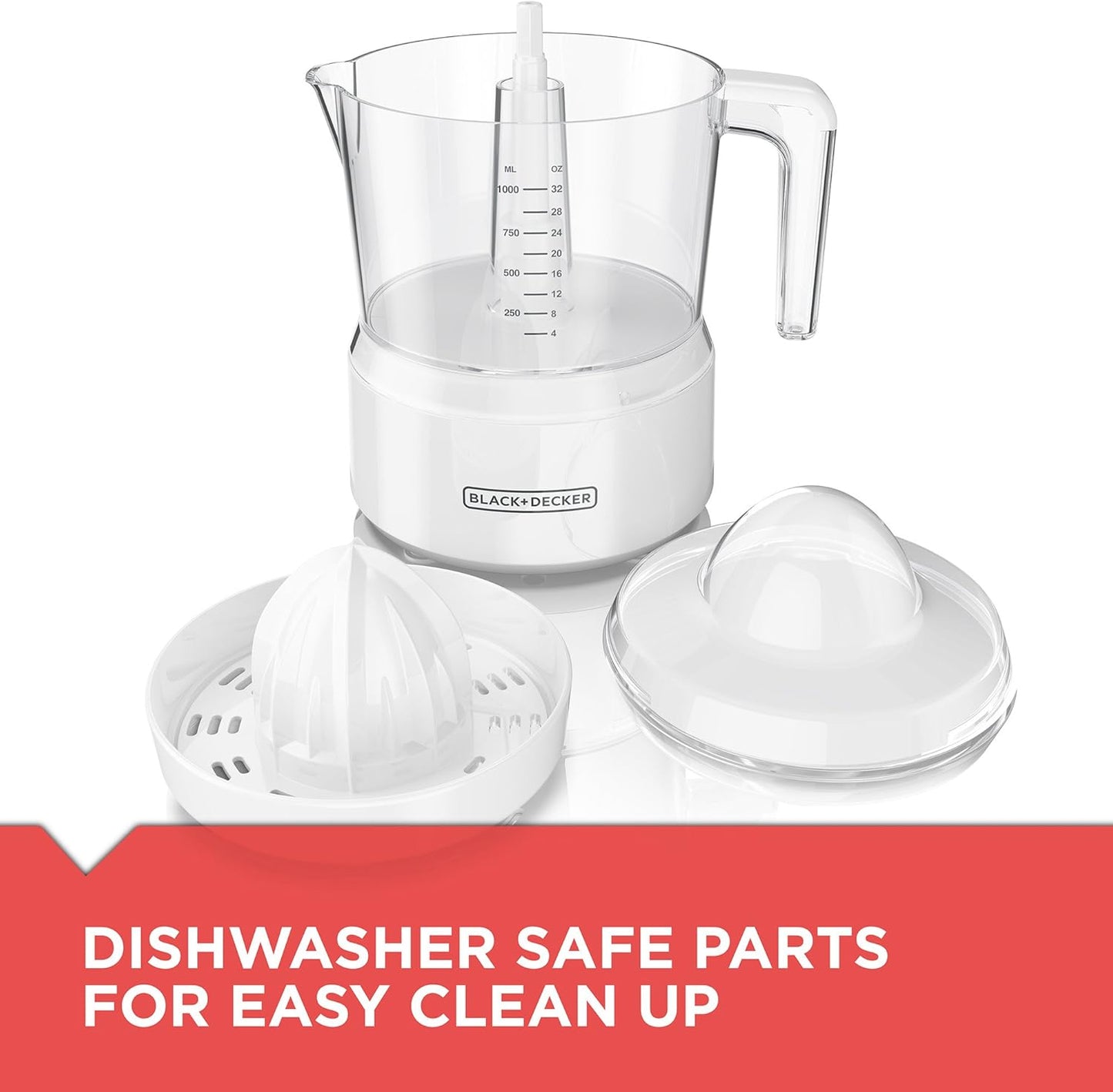 BLACK+DECKER Citrus Juicer Dual-Purpose Cone 32oz (CJ650W)