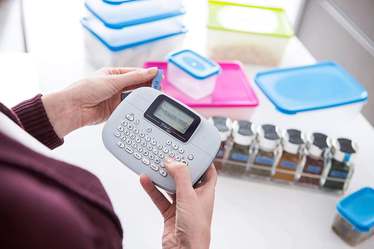 Brother P-Touch, PTM95, Handy Label Maker, 9 Type Styles & 8 Deco Mode Patterns