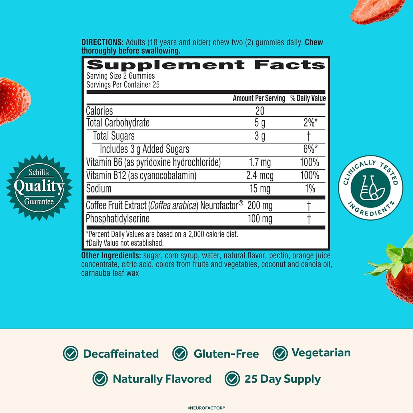 Neuriva Brain Health Plus Gummies Strawberries Supplement 50 Gummies