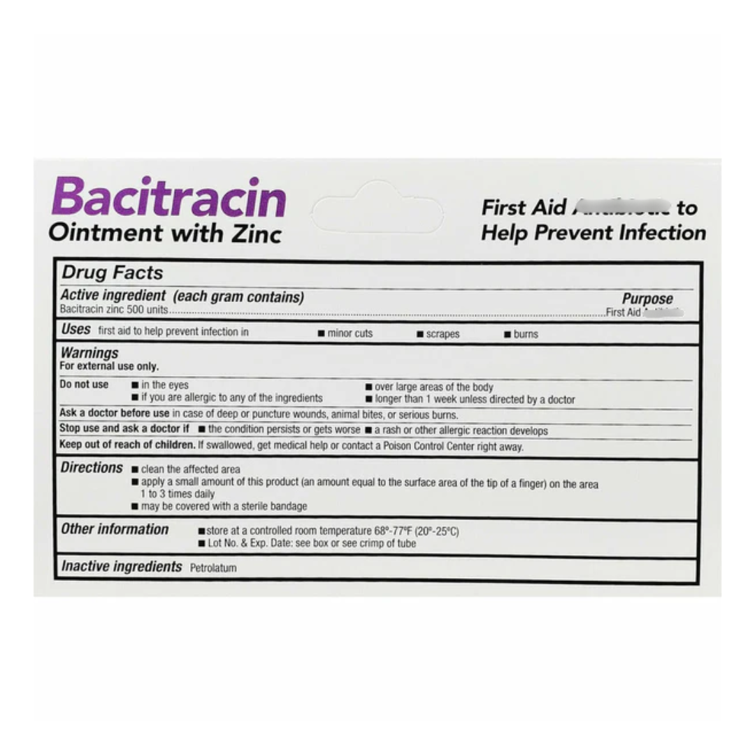 First Aid Bacitracin Ointment with Zinc, 28 g / 1 oz.