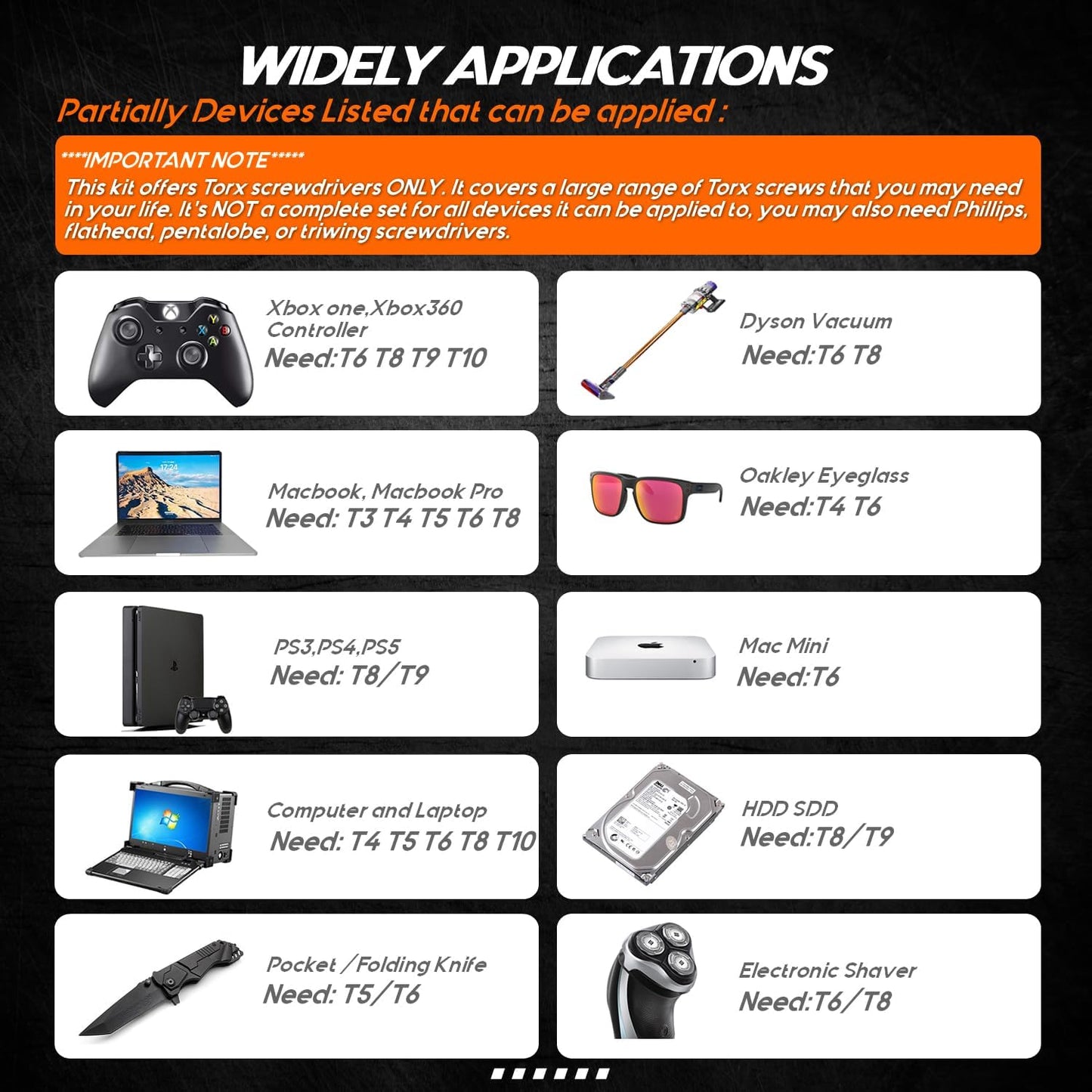 TEKPREM Tools Torx Screwdriver Set with T3 T4 T5 T6 T7 T8 T9 T10 Complete Star Repair Kit, 8 Pieces