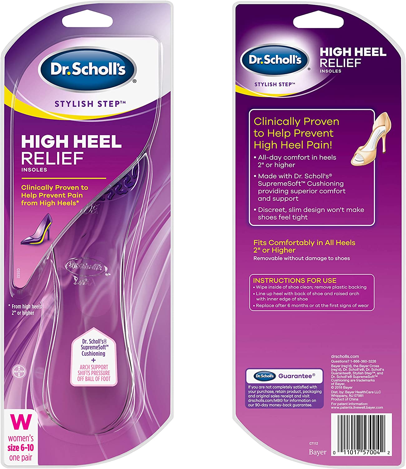 Dr. Scholl's Stylish Step High Heel Relief Insoles Size 6 - 10, 2 Count (Pack of 1)