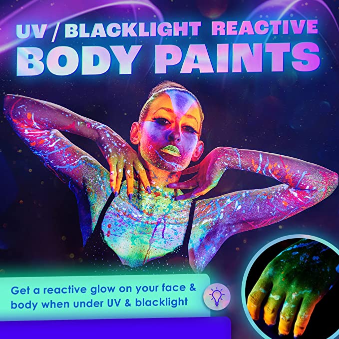 Neon Nights 8x UV Body And Face Paint Set Glow Makeup Kit 5.6 Fl Oz (160g)