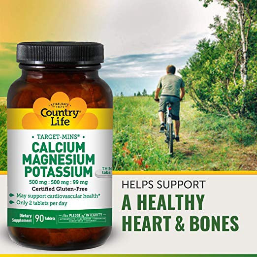 Country Life Target Mins - Calcium Magnesium Potassium, 500mg/500mg/99mg per 2 Tablets - 90 Tablets