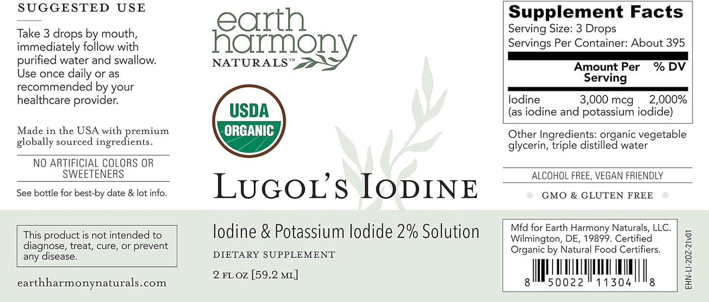 Earth Harmony Natural Lugol's Iodine Supplement 2 fl oz / 59.2ml