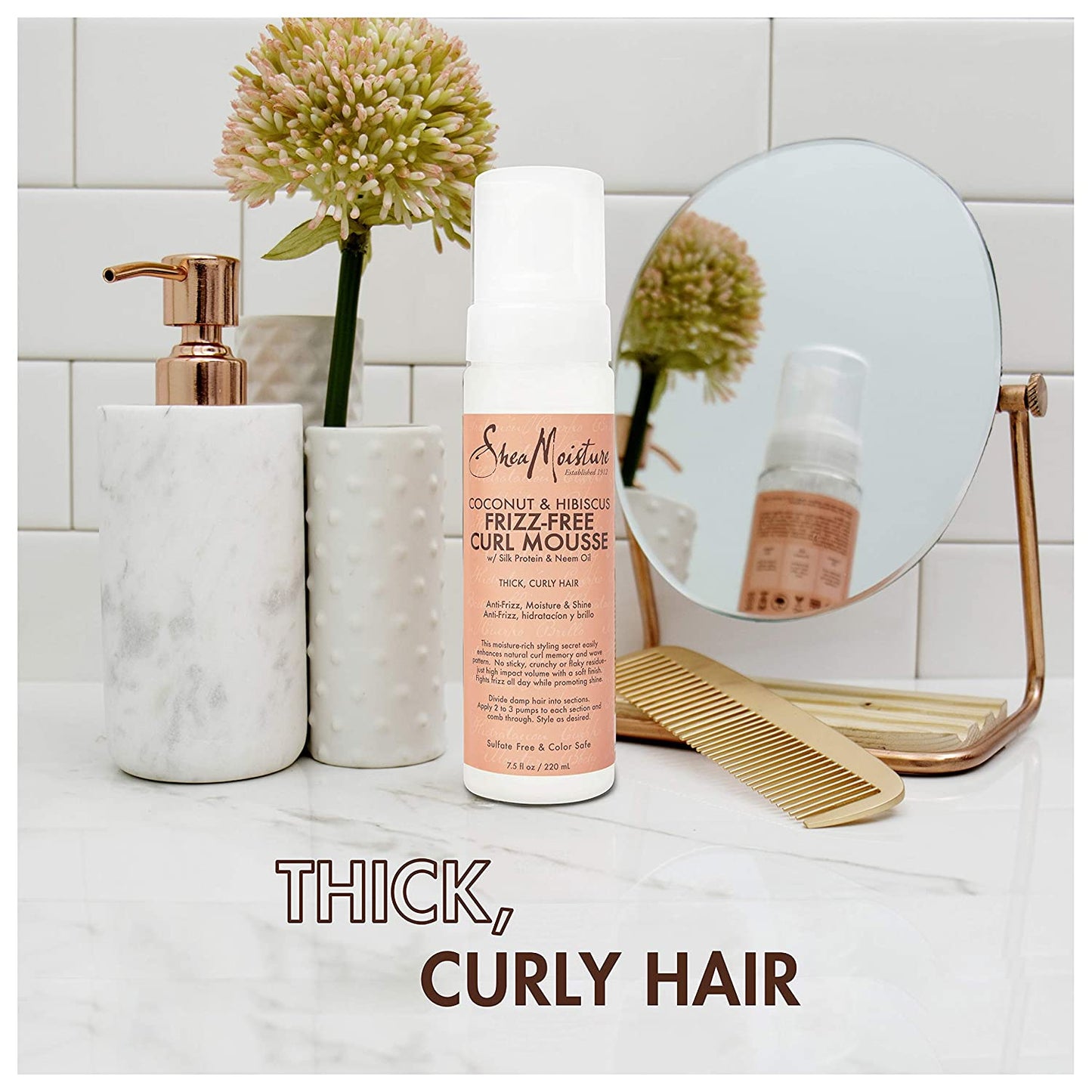 Shea Moisture Coconut & Hibiscus Frizz Free Curl Mousse With Silk Protein & Neem Oil - 222ml