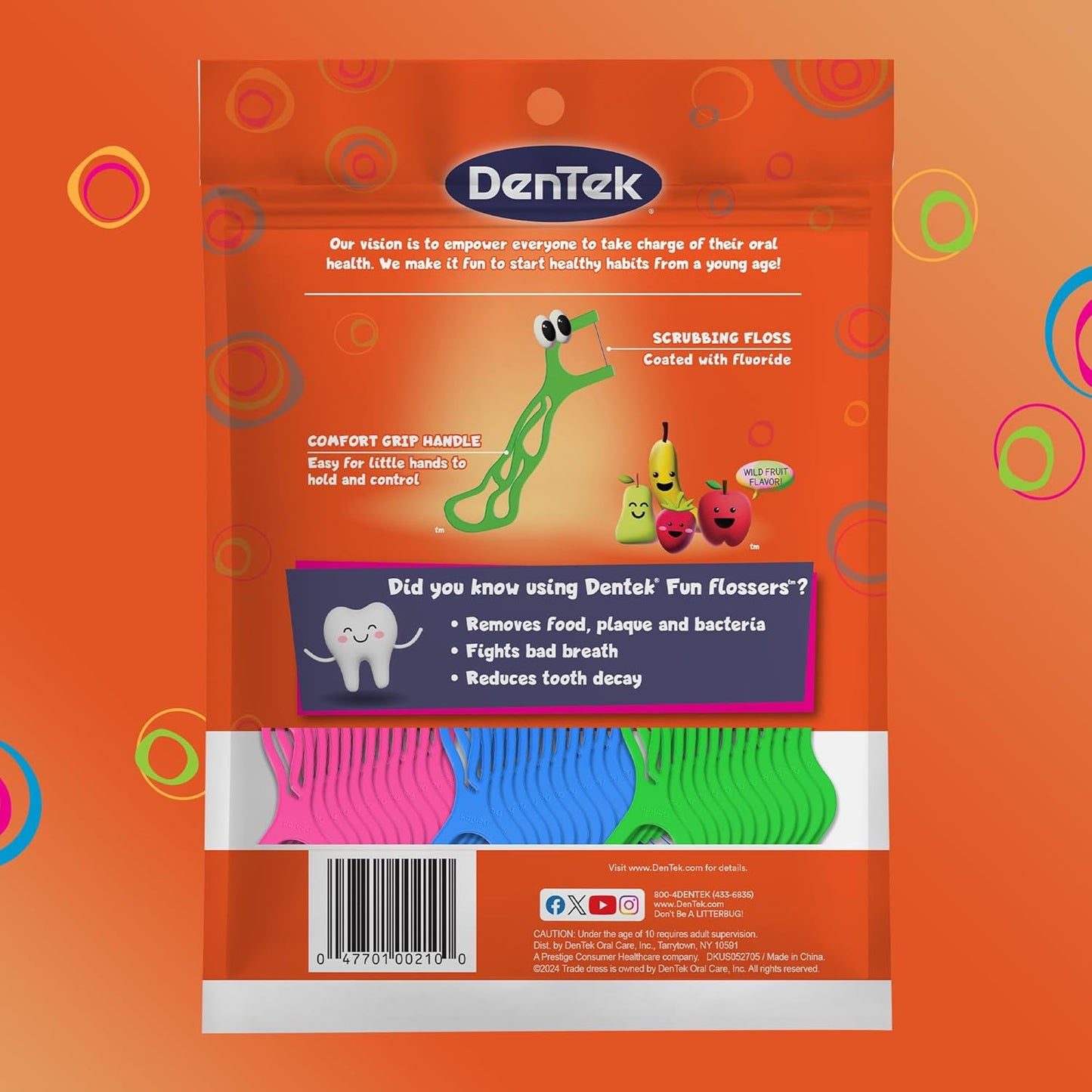 DenTek Kids Fun Flossers, Removes Food & Plaque, 75 Count