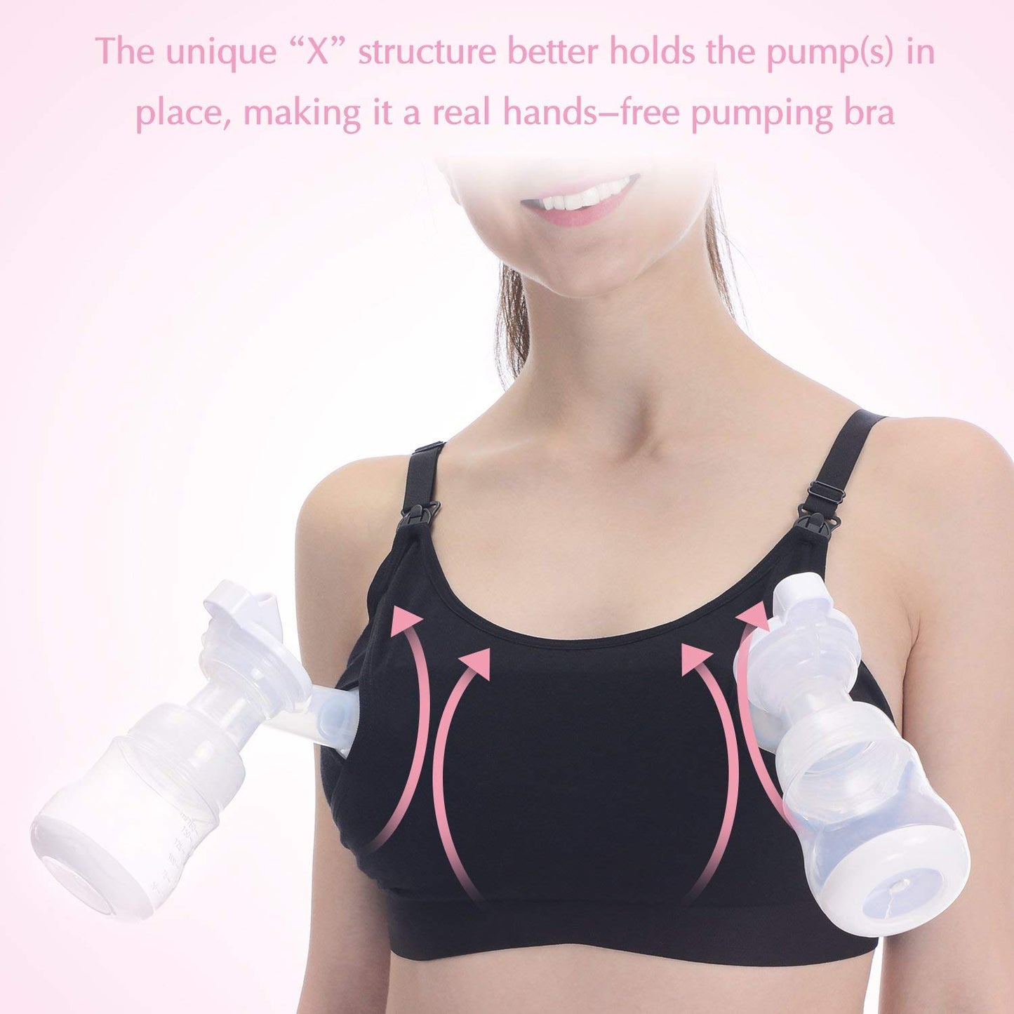 Momcozy Hands Free Pumping Bra Adjustable Breast-Pumps Holding and Nursing Bra, Suitable for Breastfeeding-Pumps by Lansinoh, Philips Avent, Spectra, Evenflo and More (Black, Small)