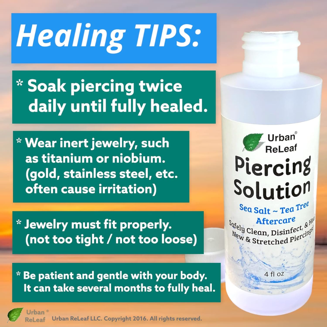 Urban Releaf Piercing Solution Soothing Sea Salt - Tea Tree After Care  4 fl oz