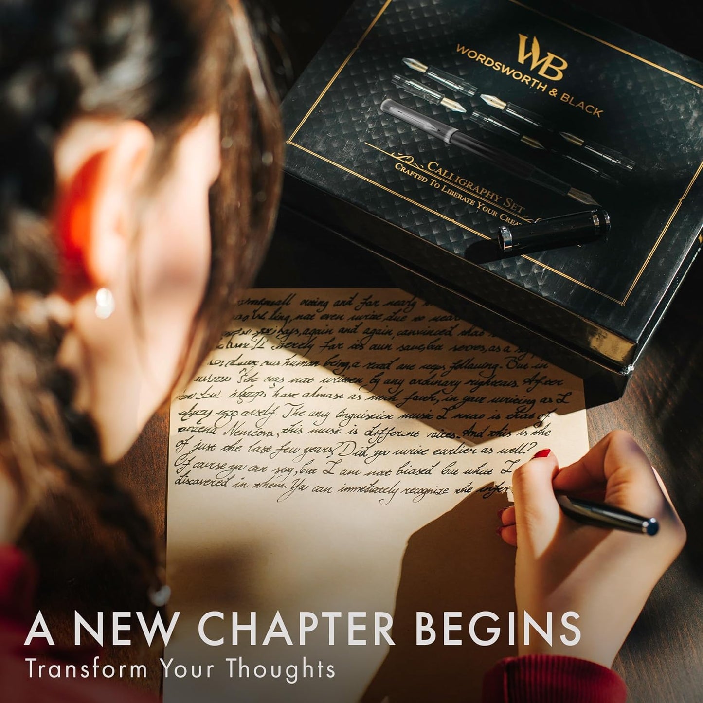 Wordsworth & Black Calligraphy Pen Set, Includes 6 Nibs, Pointed Brush, Ink, Ink Converter and Cartridges