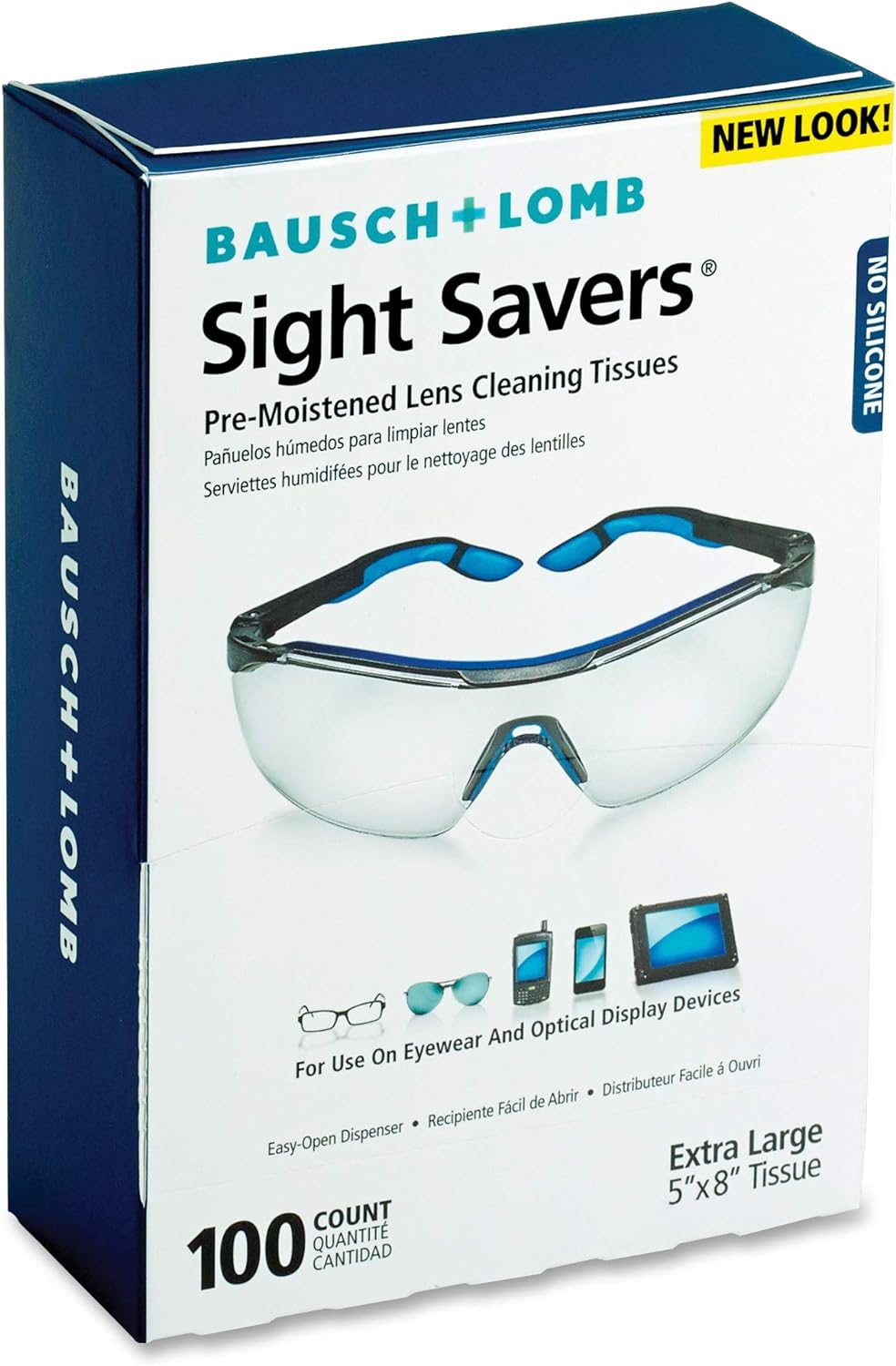 Bausch & Lomb Sight Savers Pre-Moistened Lens Cleaning Tissues, Extra Large (5 inch x 8 inch) 100 Count