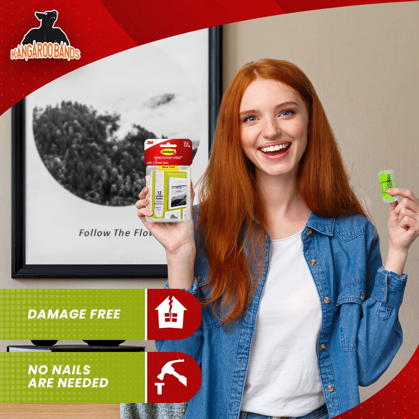 3M Command Large Picture Hanging Strips, 4 Pairs