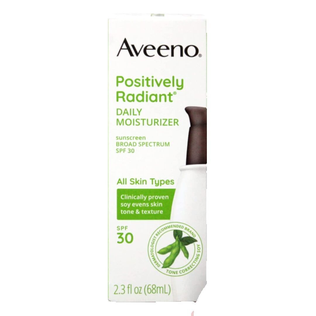 Aveeno Positively Radiant Daily Moisturizer Sunscreen Broad Spectrum SPF 30, 2.3fl Oz / 68 ml (NO BOX)