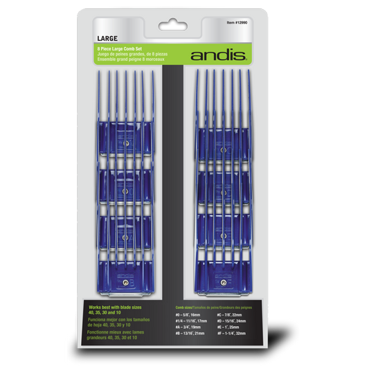 Andis 8 Piece Large Comb Set Blue