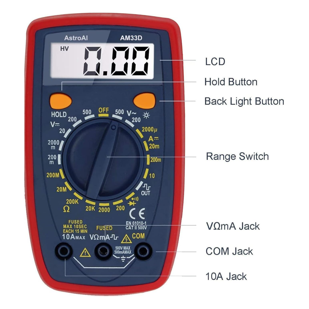 AstroAI Digital Multimeter AM33D, 2000 Counts