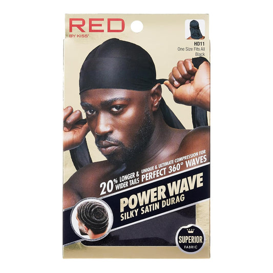 Red By Kiss Power Wave Silky Satin Durag One Size Fits All, Black