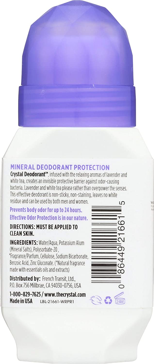 Crystal Mineral Deodorant Roll-On, Lavender & White Tea 2.25 oz (Packaging may Vary)