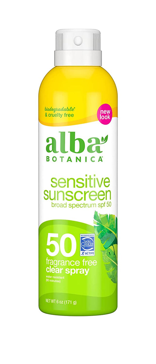 Alba Botanica Sensitive Sunscreen Broad Spectrum SPF 50 Fragrance 6 Oz (171g)
