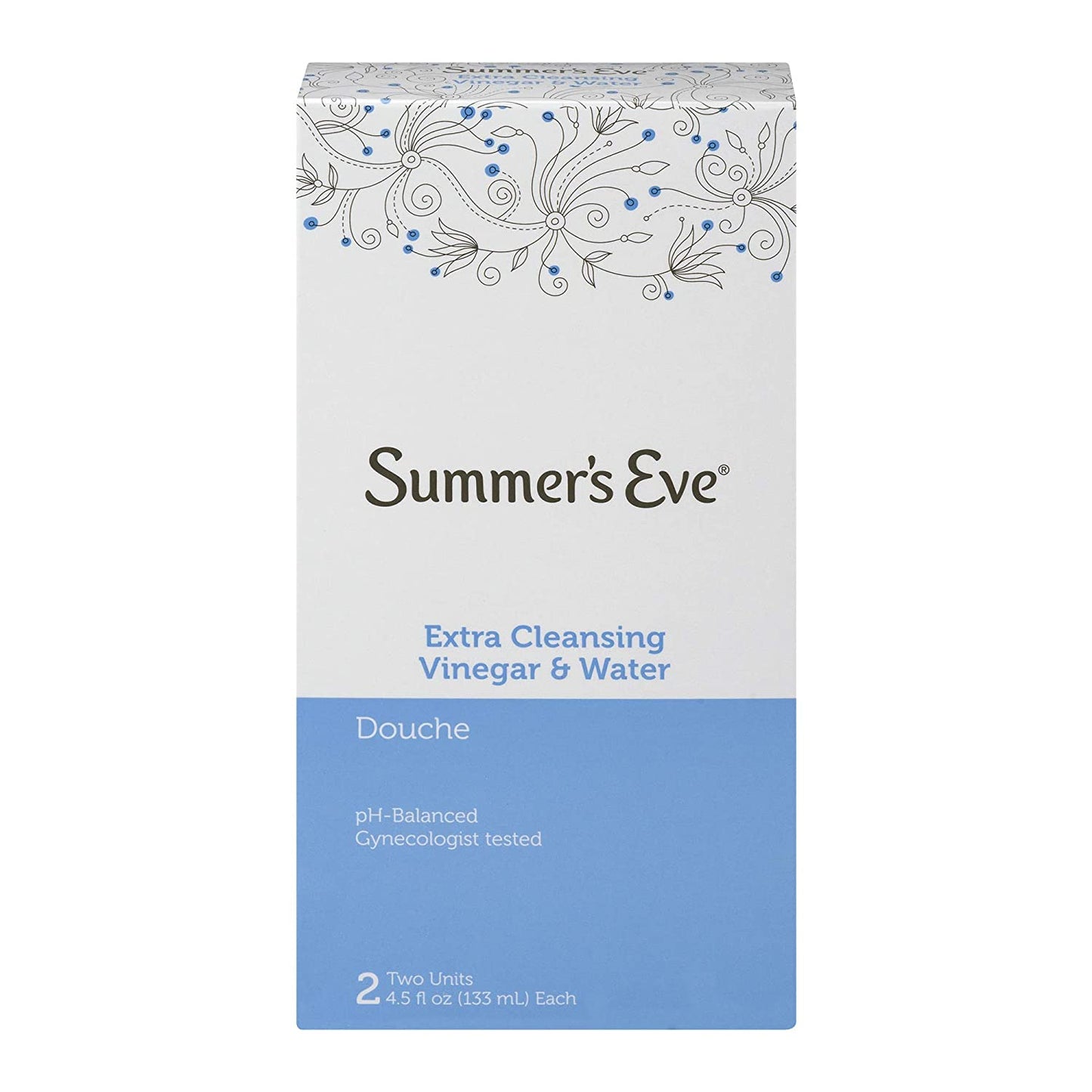 Summer's Eve pH Balanced Douche, Extra Cleansing Vinegar & Water, Feminine Care Wash, 133ml - NO BOX