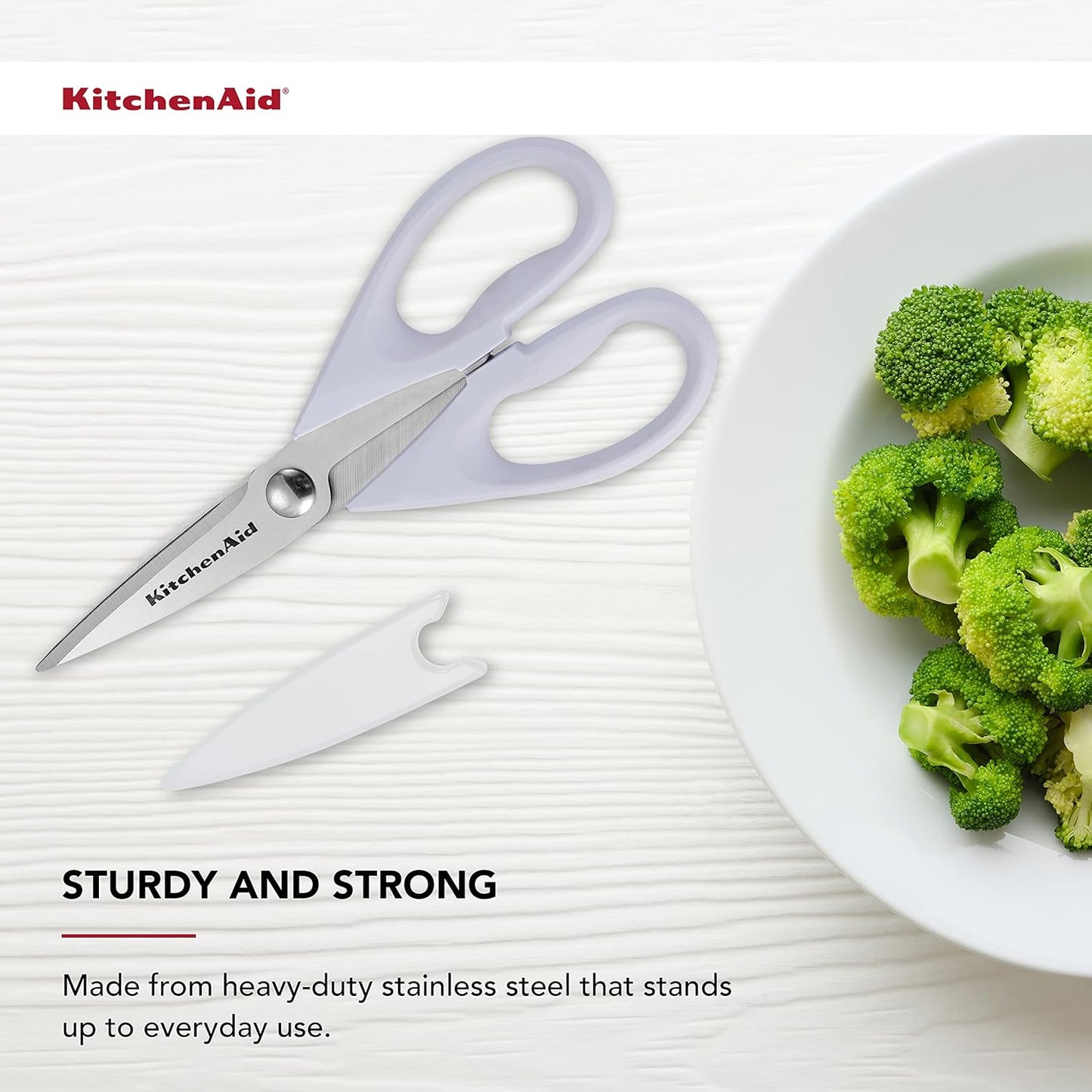 KitchenAid All Purpose Kitchen Shears Durable Stainless Steel Scissors Lavendar Cream Color, ( 8.72 Inches )