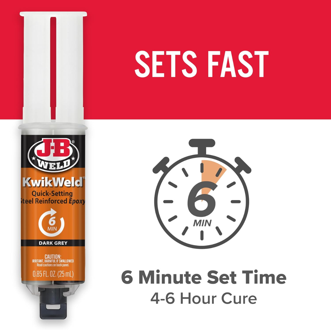 J-B Weld KwikWeld Quick-Setting Steel Reinforced Epoxy Dark Grey, 0.85 oz / 25 ml (50176)