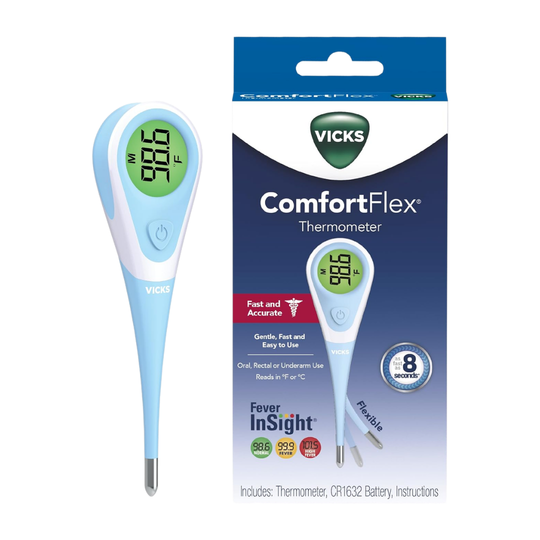 Vicks ComfortFlex Color Coded Digital Display Thermometer for Kids or Adults V966USV4/V966USV5