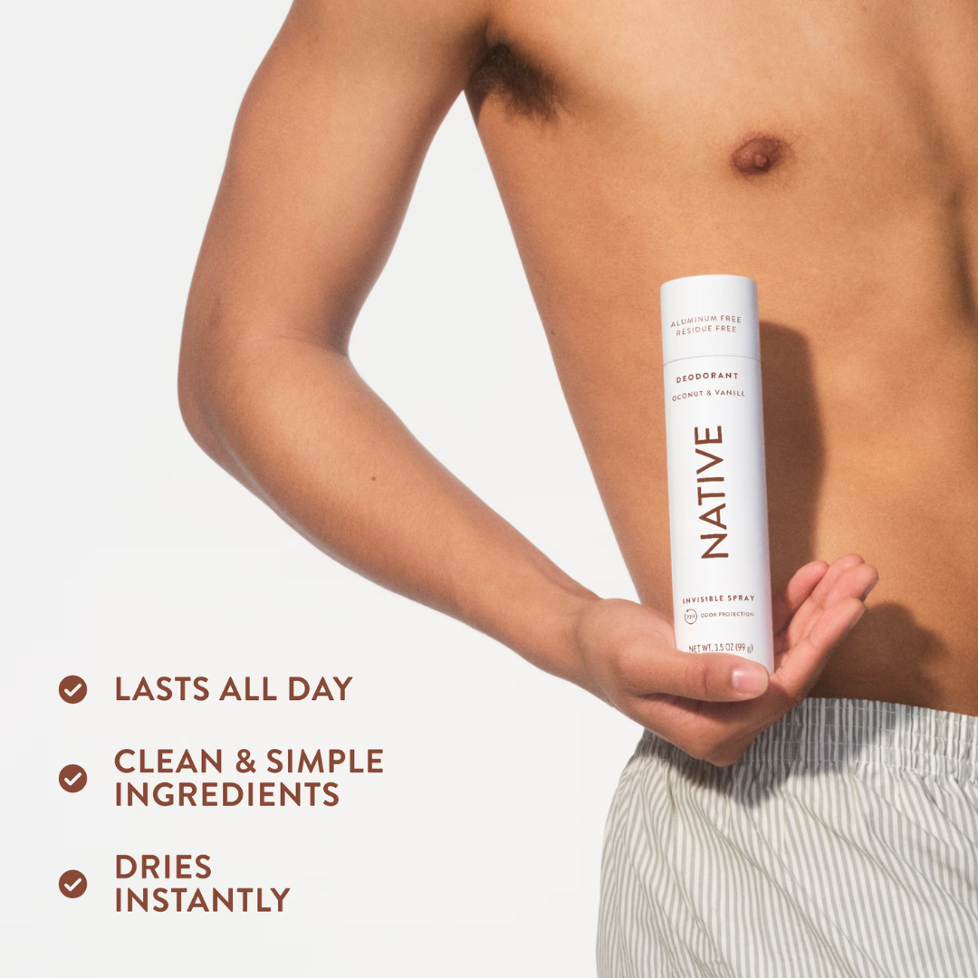 Native Invisible Spray Deodorant Coconut & Vanilla Scent, 3.5 oz / 99 g