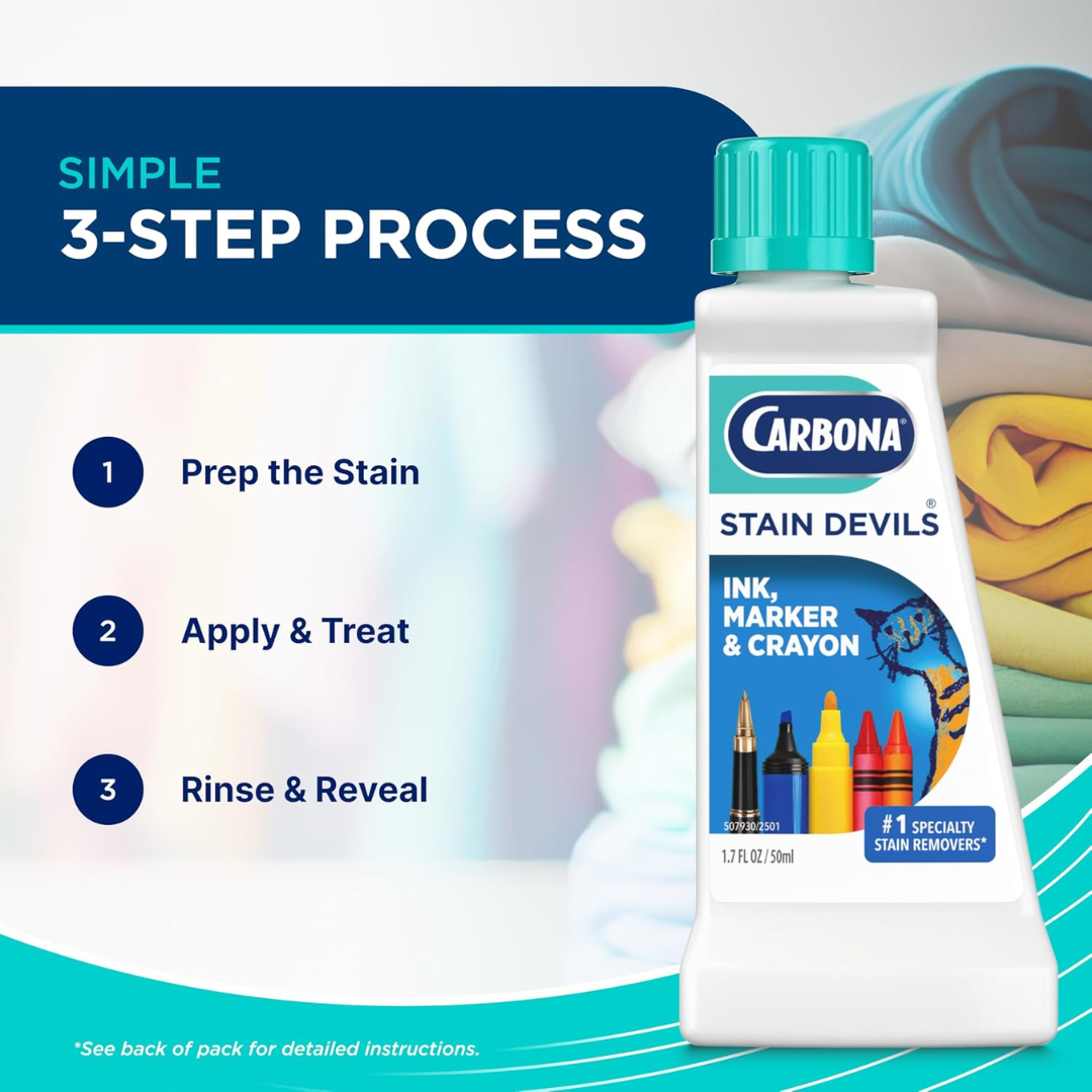 Carbona Stain Devils Ink, Marker & Crayon Remover, 1.7 oz / 50 ml