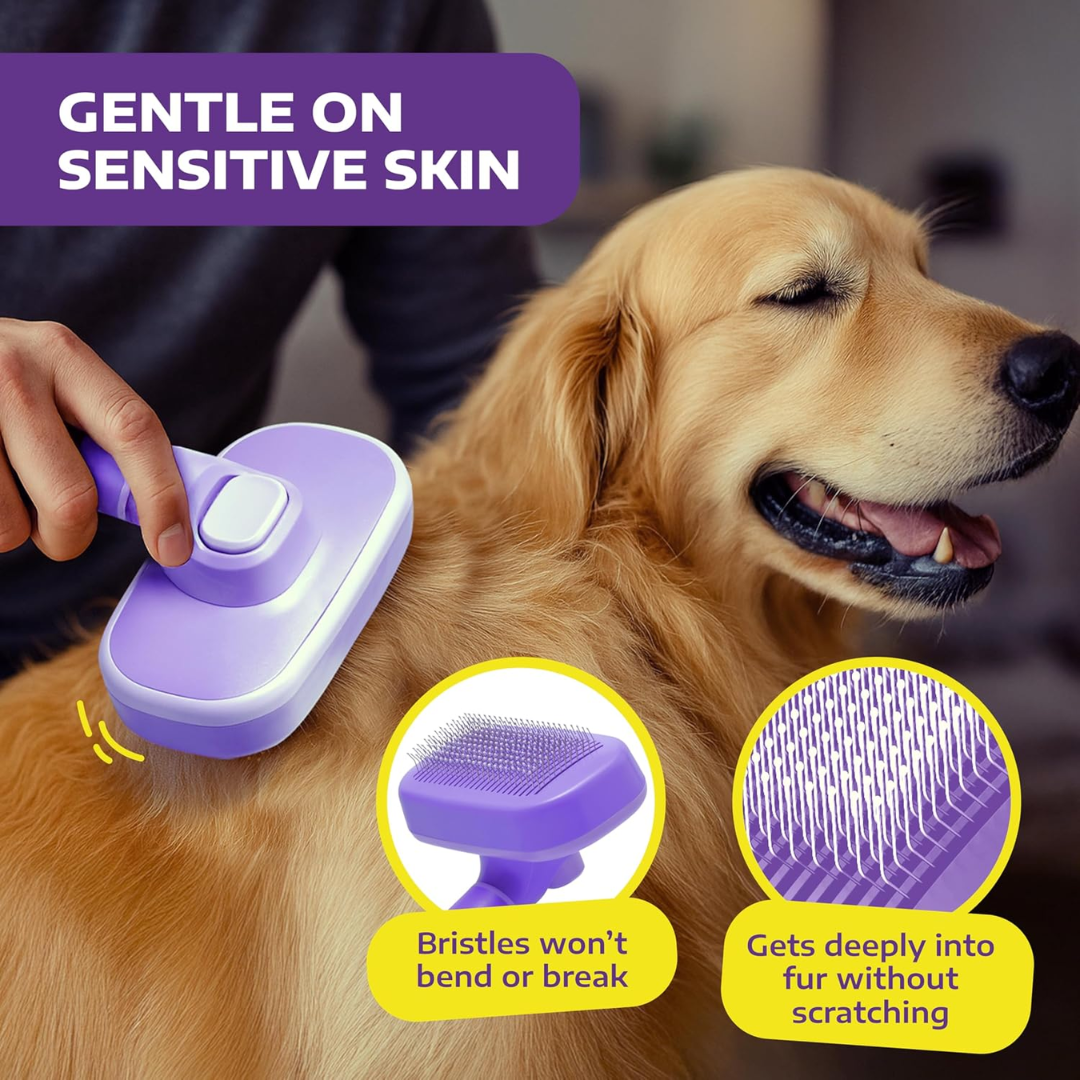 Hertzko Self Cleaning Slicker Brush for Dogs and Cats, Purple
