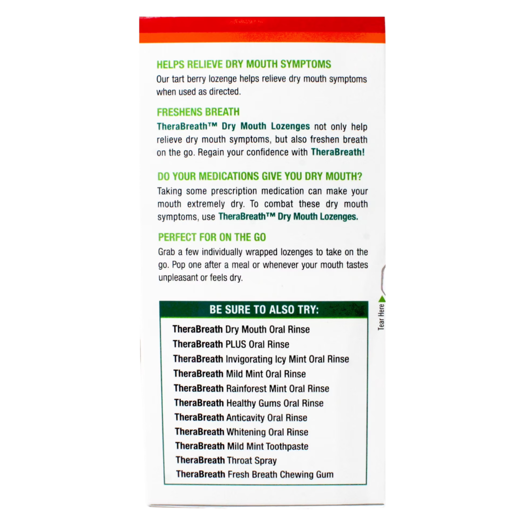 TheraBreath Dry Mouth Lozenges Tart Berry Flavor Sugar Free, 100 Count