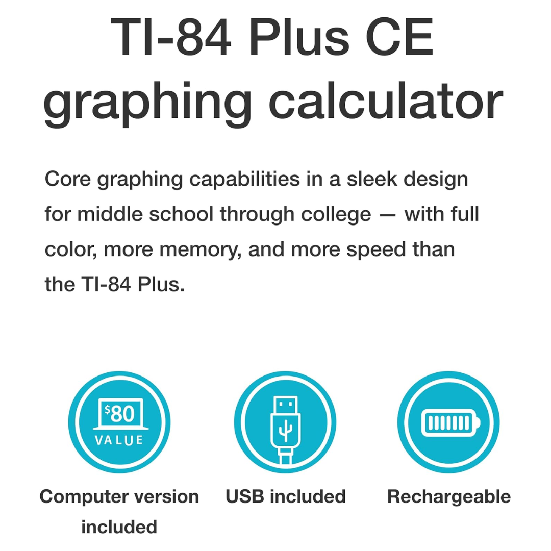 Texas Instruments TI-84 Plus CE Graphing Calculator, Black