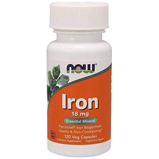 Now Iron 18 mg, Essential Mineral 120 Veg Capsules