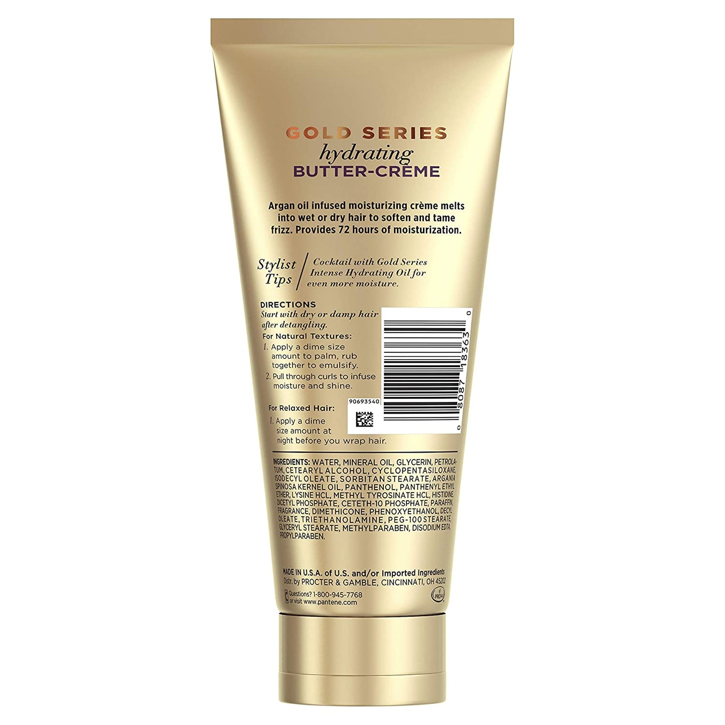 Pantene Gold Series Hydrating Butter-Creme Infused with Argan Oil Hair Treatment, 6.8 oz. / 193 g