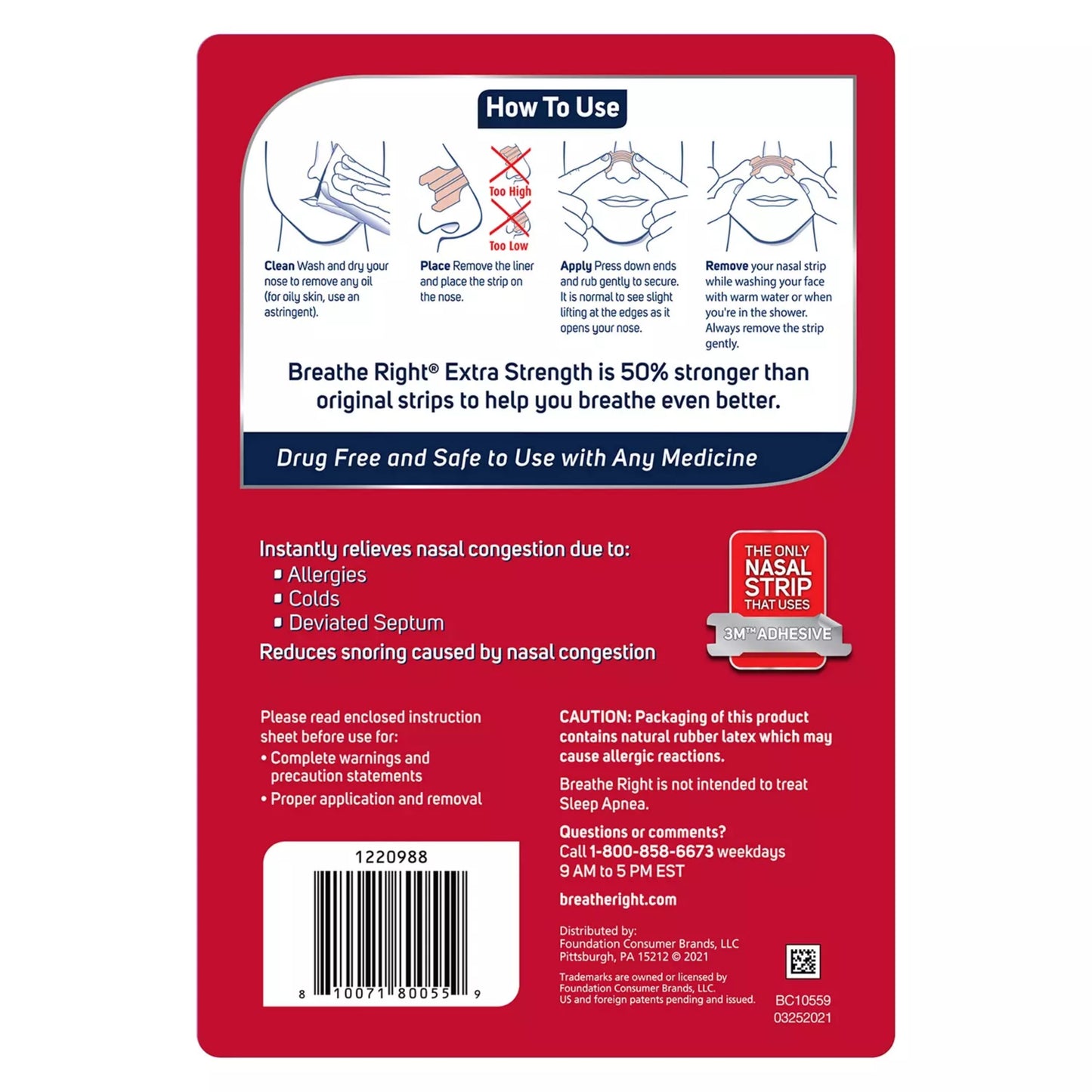 Breathe Right Nasal Strips Extra Strength For Nasal Congestion Drug-Free (72 Tan Strips)