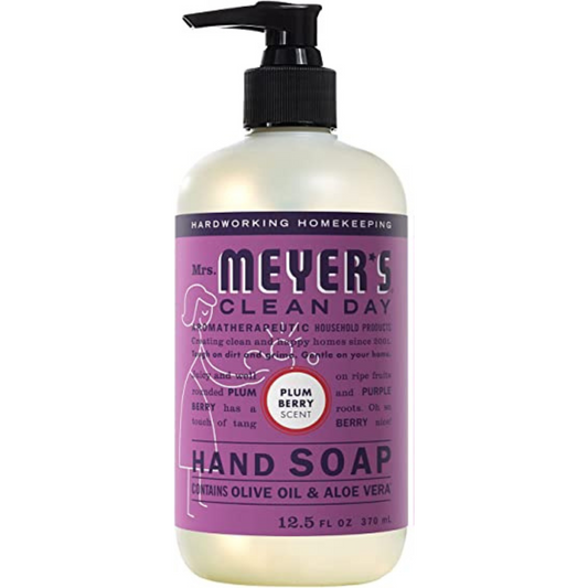 Mrs. Meyer's Clean Day Hand Soap Made With Olive Oil & Aloe Vera Plum Berry Scent 12.5 Fl Oz (370ml)
